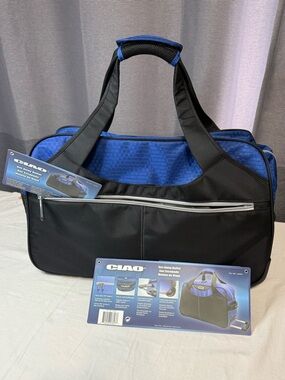 NWT CIAO Brand Duffel Rolling Blue carry on bag retractable telescopic handle.